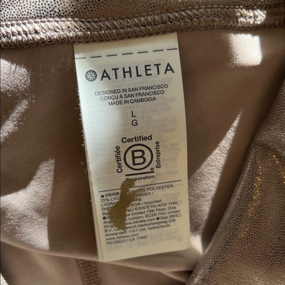 Athleta Elation Shine Tight in a Rose Gold Shimmer. POWER of SHE. L - Picture 6 of 6